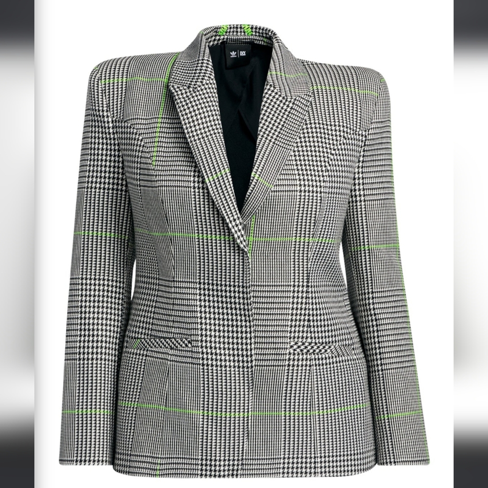 Adidas Black and Green Blazer Tailored Suit Jacket